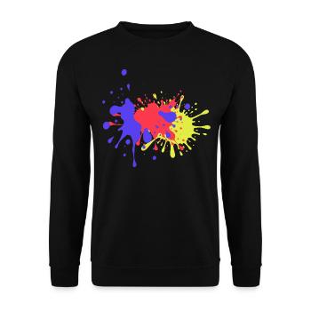 Bunte Farbflecken Geburtstagsgeschenk Trend - Unisex Pullover - Schwarz - Vorne - Alina (178cm) & Michal (187cm)
