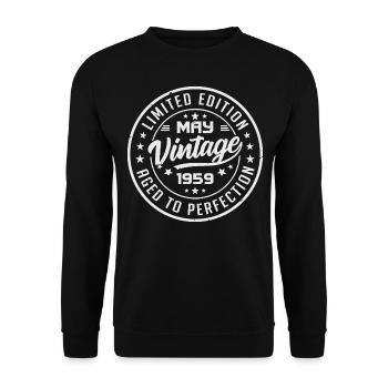 Mai 1959 Geburtstag - Mai 1959 Geschenkidee - Unisex Pullover - Schwarz - Vorne - Alina (178cm) & Michal (187cm)
