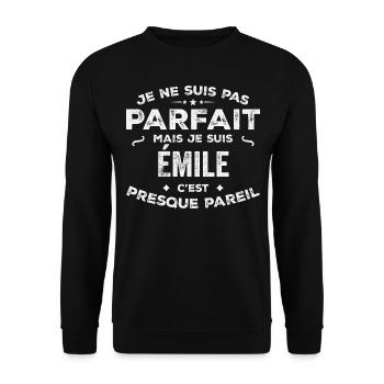 Emile Un Prénom, Une Histoire, Une Personnalité - Sweat-shirt Unisexe - noir - Devant - Alina (178cm) & Michal (187cm)