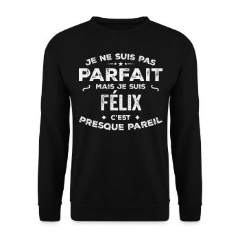 Félix Ein Vorname, eine Geschichte, eine Persönlichkeit - Unisex Pullover - Schwarz - Vorne - Alina (178cm) & Michal (187cm)