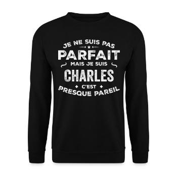 Charles A first name, a story, a personality - Unisex Sweatshirt - black - Front - Alina (178cm) & Michal (187cm)