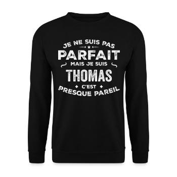 Thomas Ein Vorname, eine Geschichte, eine Persönlichkeit - Unisex Pullover - Schwarz - Vorne - Alina (178cm) & Michal (187cm)