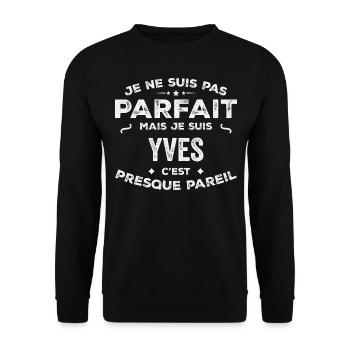 Yves Un Prénom, Une Histoire, Une Personnalité - Sweat-shirt Unisexe - noir - Devant - Alina (178cm) & Michal (187cm)