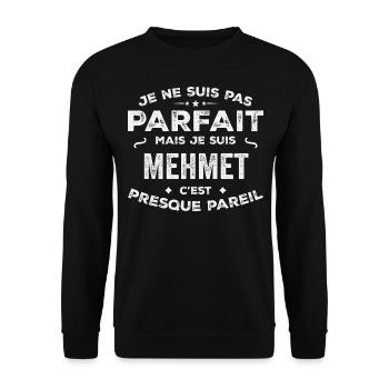 Mehmet Ein Vorname, eine Geschichte, eine Persönlichkeit - Unisex Pullover - Schwarz - Vorne - Alina (178cm) & Michal (187cm)