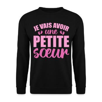 Ich werde eine kleine Schwester haben - Unisex Pullover - Schwarz - Vorne - Alina (178cm) & Michal (187cm)