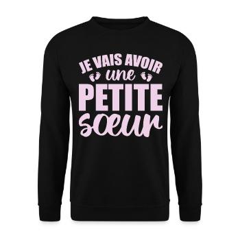 Ich werde eine kleine Schwester haben - Unisex Pullover - Schwarz - Vorne - Alina (178cm) & Michal (187cm)