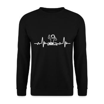 Vintage-DJ-Herzlinie - Unisex Pullover - Schwarz - Vorne - Alina (178cm) & Michal (187cm)