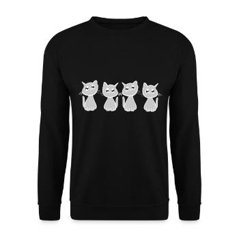 Katzen Freunde Tiere süß vier klein - Unisex Pullover - Schwarz - Vorne - Alina (178cm) & Michal (187cm)