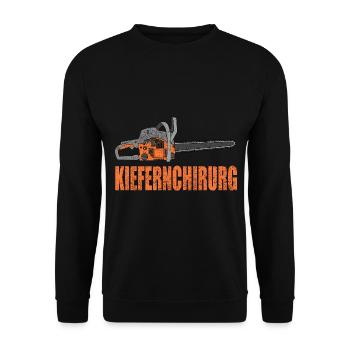 lustige Forstarbeiter Forstwirt Outfits - Unisex Pullover - Schwarz - Vorne - Alina (178cm) & Michal (187cm)