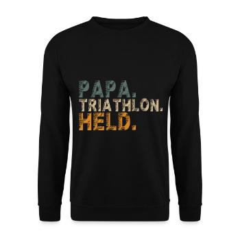 Triathlon Triathlet Papa Opa Mann witziger Spruch - Unisex Pullover - Schwarz - Vorne - Alina (178cm) & Michal (187cm)