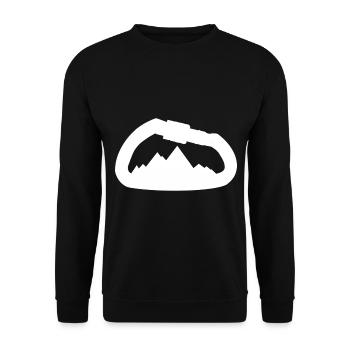 Karabiner Motiv für Kletterer und Bergsteiger - Unisex Pullover - Schwarz - Vorne - Alina (178cm) & Michal (187cm)