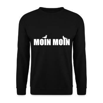 MOIN Motiv mit Möwe. Für Hamburger, Ostfriesen,... - Unisex Pullover - Schwarz - Vorne - Alina (178cm) & Michal (187cm)