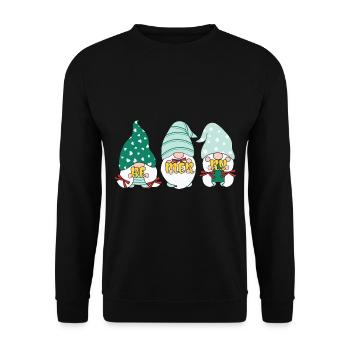 Noël Noël Gnomies - Sweat-shirt Unisexe - noir - Devant - Alina (178cm) & Michal (187cm)