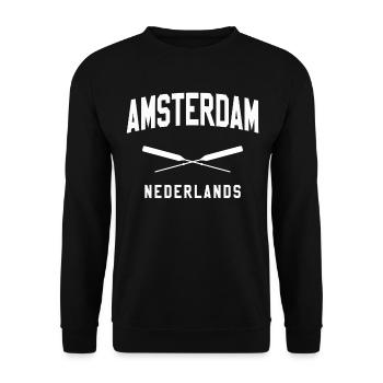 Amsterdam Geschenk - Unisex Pullover - Schwarz - Vorne - Alina (178cm) & Michal (187cm)