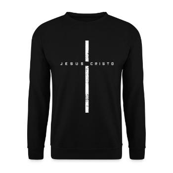 JESUS KREUZ CHRIST - Unisex Pullover - Schwarz - Vorne - Alina (178cm) & Michal (187cm)
