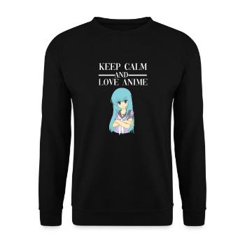 Keep Calm Cute Anime Schul Uniform Girl Geschenk - Unisex Pullover - Schwarz - Vorne - Alina (178cm) & Michal (187cm)