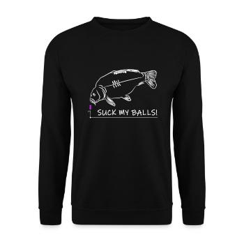 Funny Carp Angler Fishing Boilies Gift - Unisex Sweatshirt - black - Front - Alina (178cm) & Michal (187cm)