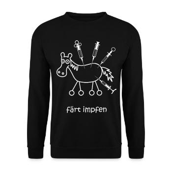 färt, Spritze, Impfung, Impfstoff, Medizin, Pferd - Unisex Pullover - Schwarz - Vorne - Alina (178cm) & Michal (187cm)