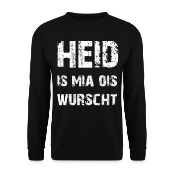 Heid is mia ois wurscht! Bayern Funshirt - Unisex Pullover - Schwarz - Vorne - Alina (178cm) & Michal (187cm)