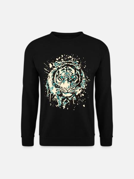 Tiger Katze - Vintage Grunge - Katzenauge Blau - Unisex Pullover - Schwarz