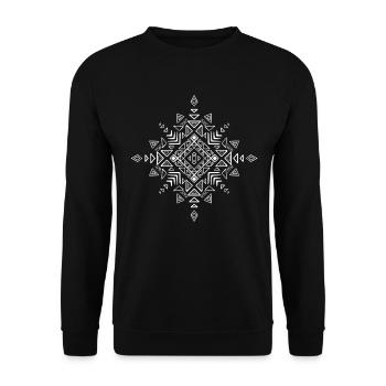 Mandala Weiß - Unisex Pullover - Schwarz - Vorne - Alina (178cm) & Michal (187cm)