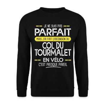 pas parfait ascension Tourmalet en vélo cyclisme - Sweat-shirt Unisexe - noir - Devant - Alina (178cm) & Michal (187cm)