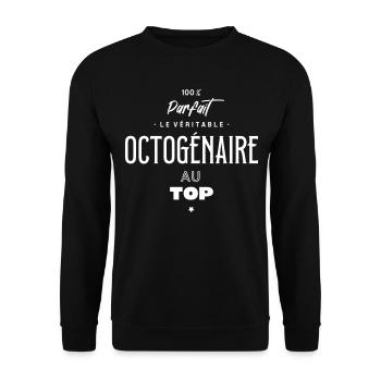 Le véritable octogénaire au top - Sweat-shirt Unisexe - noir - Devant - Alina (178cm) & Michal (187cm)