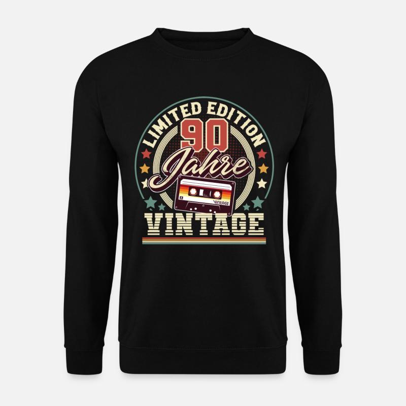 90. Geburtstag Vintage Audiokassette 90 Jahre - Unisex Pullover - Schwarz