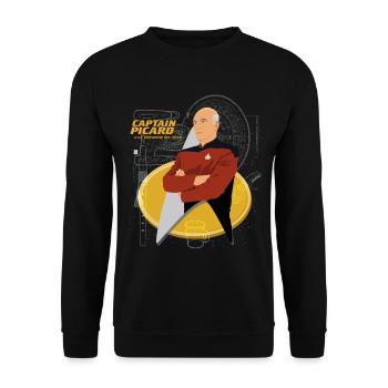 Star Trek La Nouvelle Génération Captain Picard - Sweat-shirt Unisexe - noir - Devant - Alina (178cm) & Michal (187cm)