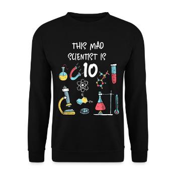 Ce savant fou a 10 ans - Sweat-shirt Unisexe - noir - Devant - Alina (178cm) & Michal (187cm)