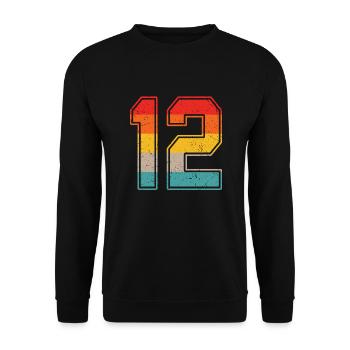 12 years retro jersey number 12 T-shirt number 12 - Unisex Sweatshirt - black - Front - Alina (178cm) & Michal (187cm)