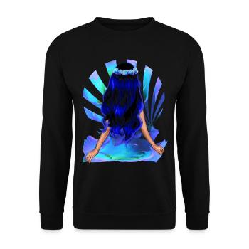 Flower Child Black Blue Hair Rose Girl - Unisex Sweatshirt - black - Front - Alina (178cm) & Michal (187cm)