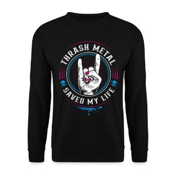Thrash Metal saved my Life - Mano cornuta - Unisex Sweatshirt - black - Front - Alina (178cm) & Michal (187cm)