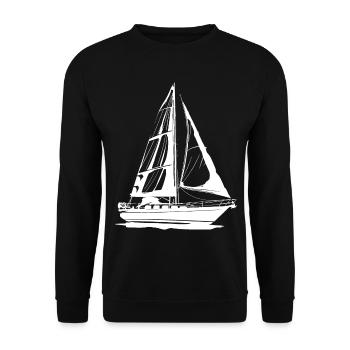 Segelboot Zeichnung - Unisex Pullover - Schwarz - Vorne - Alina (178cm) & Michal (187cm)