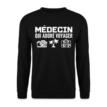 Voyageurs & Médecins : Passion & Découverte - Sweat-shirt Unisexe - noir - Devant - Alina (178cm) & Michal (187cm)
