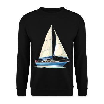 Segelboot Grafik - Unisex Pullover - Schwarz - Vorne - Alina (178cm) & Michal (187cm)