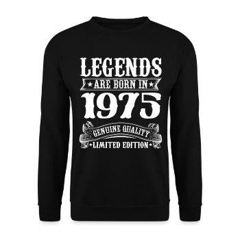 Legends are born in 1975 Birthday 50 Years - Unisex Pullover - Schwarz - Vorne - Alina (178cm) & Michal (187cm)