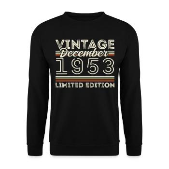 Vintage Décembre 1953 - 72e Anniversaire Décember - Sweat-shirt Unisexe - noir - Devant - Alina (178cm) & Michal (187cm)
