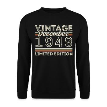 Vintage Décembre 1948 - 77e Anniversaire Décember - Sweat-shirt Unisexe - noir - Devant - Alina (178cm) & Michal (187cm)