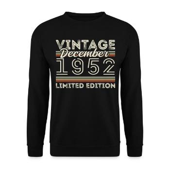 Vintage Décembre 1952 - 73e Anniversaire Décember - Sweat-shirt Unisexe - noir - Devant - Alina (178cm) & Michal (187cm)