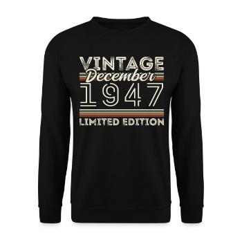 Vintage Décembre 1947 - 78e Anniversaire Décember - Sweat-shirt Unisexe - noir - Devant - Alina (178cm) & Michal (187cm)