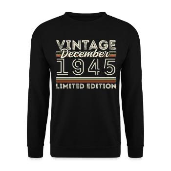 Vintage Décembre 1945 - 80e Anniversaire Décember - Sweat-shirt Unisexe - noir - Devant - Alina (178cm) & Michal (187cm)
