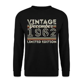 Vintage Décembre 1962 - 63e Anniversaire Décember - Sweat-shirt Unisexe - noir - Devant - Alina (178cm) & Michal (187cm)