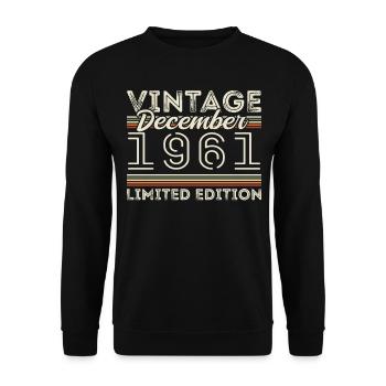 Vintage Décembre 1961 - 64e Anniversaire Décember - Sweat-shirt Unisexe - noir - Devant - Alina (178cm) & Michal (187cm)
