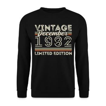 Vintage Décembre 1982 - 43e Anniversaire Décember - Sweat-shirt Unisexe - noir - Devant - Alina (178cm) & Michal (187cm)