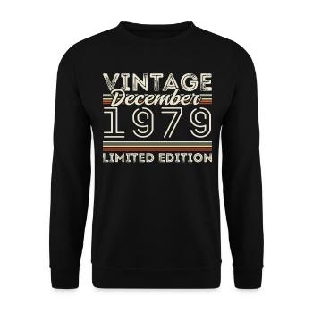 Vintage Décembre 1979 - 46e Anniversaire Décember - Sweat-shirt Unisexe - noir - Devant - Alina (178cm) & Michal (187cm)