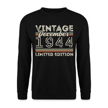 Vintage Décembre 1944 - 81e Anniversaire Décember - Sweat-shirt Unisexe - noir - Devant - Alina (178cm) & Michal (187cm)