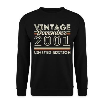 Vintage December 2001 - 24th Anniversary December - Unisex Sweatshirt - black - Front - Alina (178cm) & Michal (187cm)