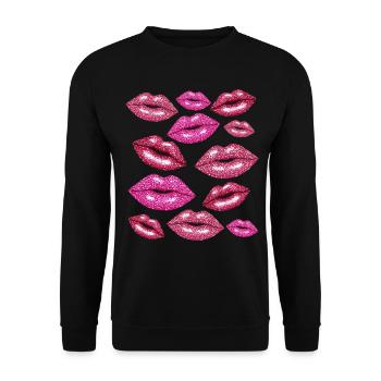 Coquette Lips Kisses Romantic - Unisex Sweatshirt - black - Front - Alina (178cm) & Michal (187cm)