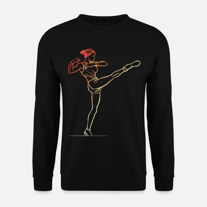 Kickboxen Mädchen Line Art - Unisex Pullover - Schwarz